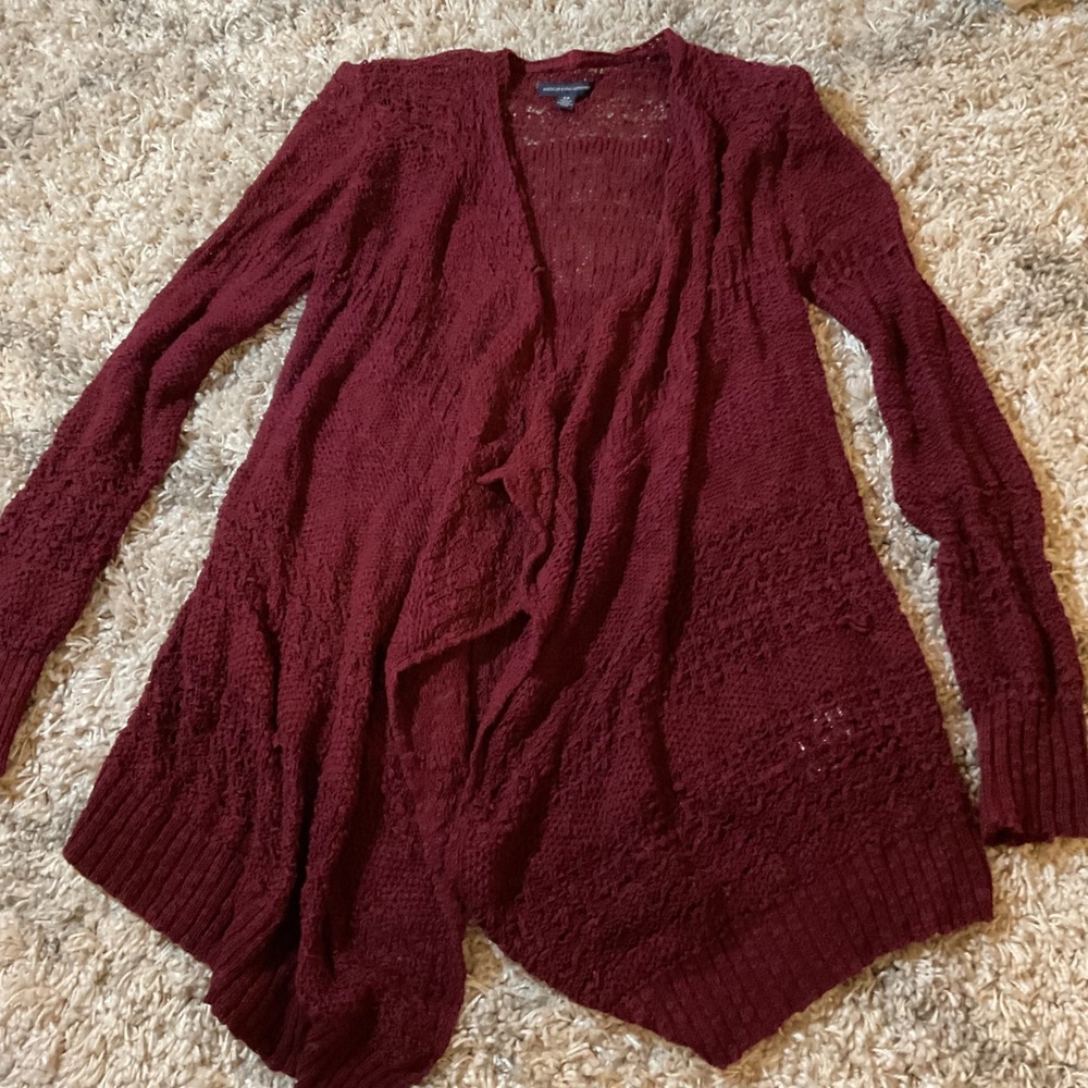 American Eagle Outfitters Burgundy‎ Knit Cardigan Sweater Size S